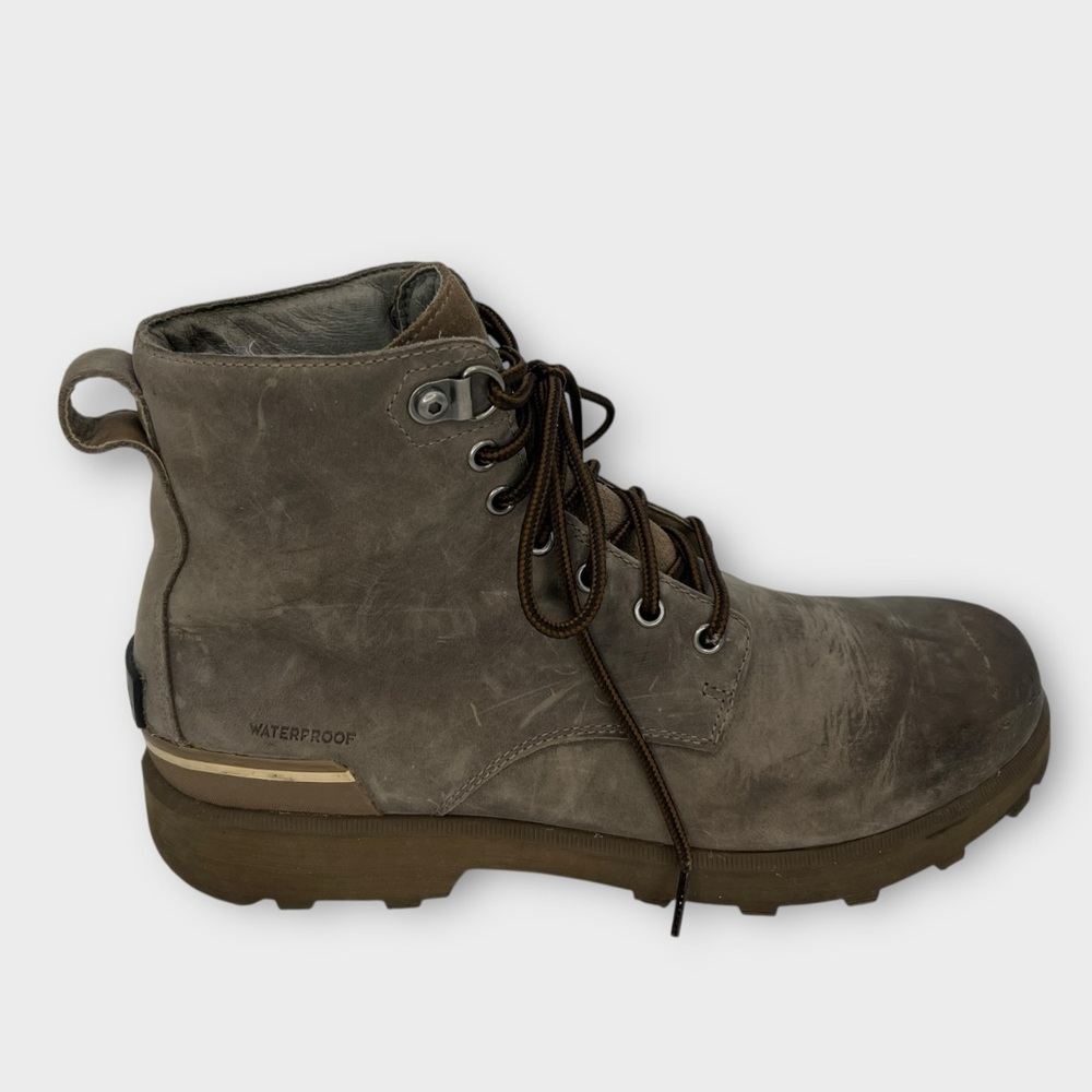 Sorel Caribou Six Waterproof Boots Khaki Leather Men's 11‎ M Good Condition
